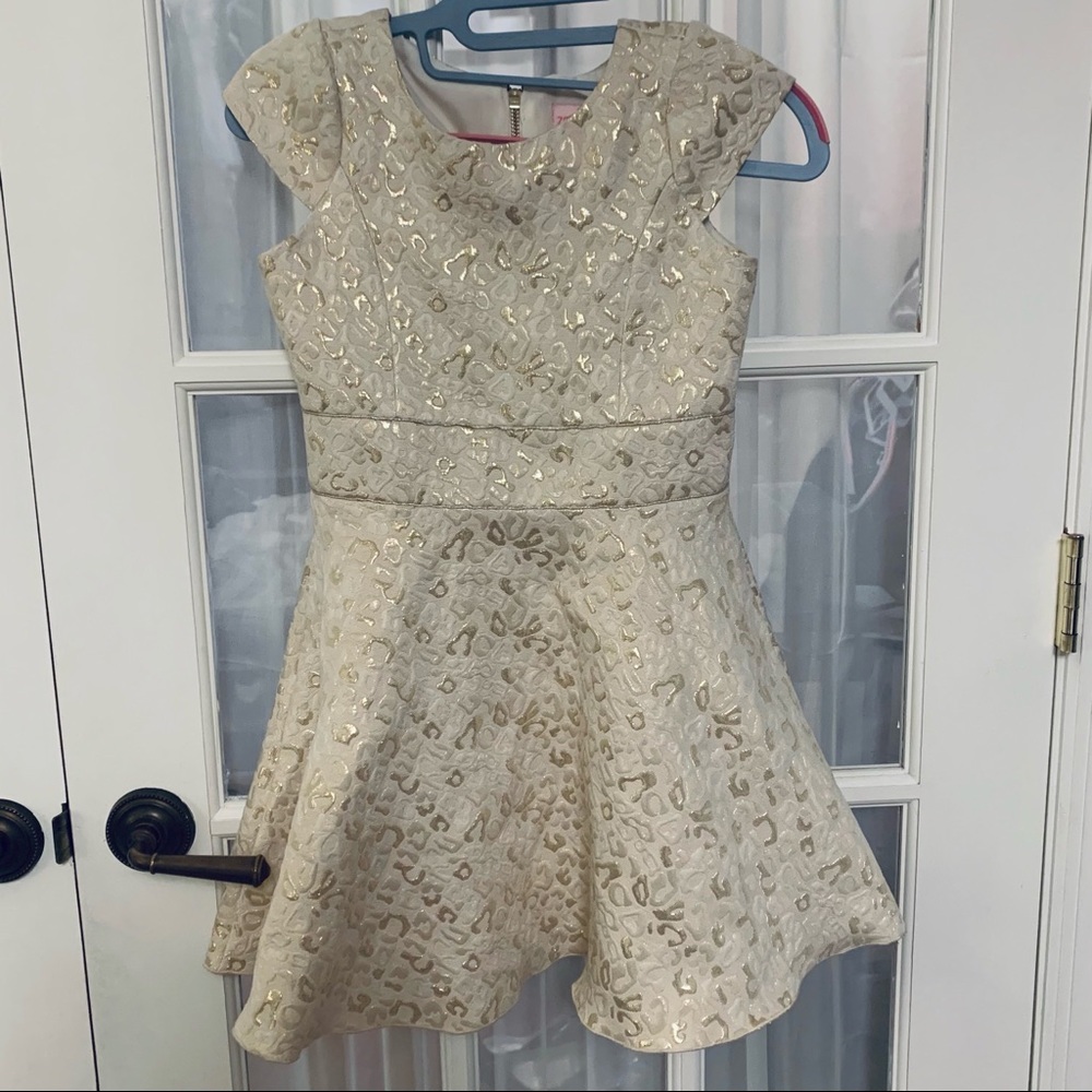 NWOT Zoe Ltd Girls Gold Cheetah Print Dress